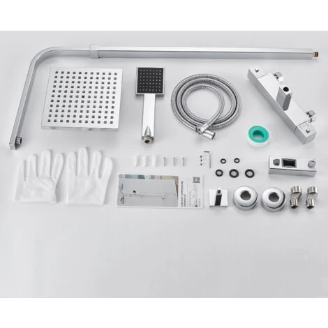 Auralum Colonna Doccia Con Miscelatore Termostatico, Sistema Doccia Antiscottatura, Set Doccia Con Soffione A 20cm Pioggia E 3cm Doccetta, Altezza Regolabile 85-120 Cm 5 Auralum Colonna Doccia Con Miscelatore Termostatico, Sistema Doccia Antiscottatura, Set Doccia Con Soffione A 20cm Pioggia E 3cm Doccetta, Altezza Regolabile 85-120 Cm - immagine 5