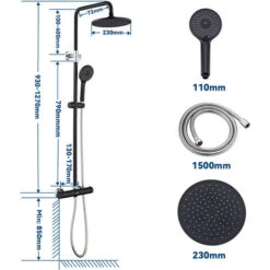 CECIPA 38 °C Colonne Doccia Termostatiche - Set Doccia Termostatico Con Doccetta E Miscelatore Doccia, Regolabile In Altezza 930MM - 1270MM (Nero+Cromo) 9 CECIPA 38 °C Colonne Doccia Termostatiche - Set Doccia Termostatico Con Doccetta E Miscelatore Doccia, Regolabile In Altezza 930MM - 1270MM (Nero+Cromo) -Hansgrohe Negozio 10104683 5