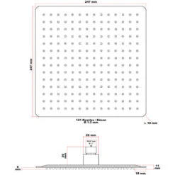 Soffione Doccia Effetto Pioggia Forma Quadrata In Acciaio Inossidabile 25x25cm -Hansgrohe Negozio 10180197 4