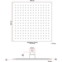 Soffione Doccia Effetto Pioggia Forma Quadrata In Acciaio Inossidabile 20x20cm -Hansgrohe Negozio 10180448 4