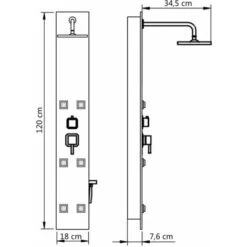 Pannello Doccia In Vetro 18x42,1x120 Cm Nero VidaXL -Hansgrohe Negozio 10329464 3