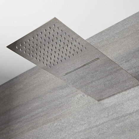 Hudson Reed Trenton Soffione Doccia Rettangolare Ultrasottile Da Parete - Effetto Cascata E Pioggia - Doccione A 2 Vie - 200 X 500 X 25mm 2 Hudson Reed Trenton Soffione Doccia Rettangolare Ultrasottile Da Parete - Effetto Cascata E Pioggia - Doccione A 2 Vie - 200 X 500 X 25mm - immagine 2