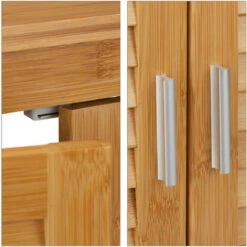 Relaxdays Mobile Sottolavabo LAMELL In Bambù & MDF, Armadietto, Lavandino, Lamellato, 2 Ante, 60x67x30 Cm Ca., Naturale -Hansgrohe Negozio 10719682 5