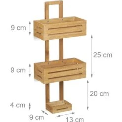 Relaxdays Mensola Per Doccia In Bambù, HxLxP: 65 X 28 X 15,5 Cm, Portaoggetti, Porta-Sapone Bagno, 3 Ripiani, Marrone -Hansgrohe Negozio 10719980 5