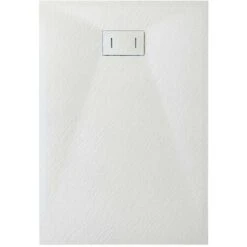 Piatto Doccia In SMC Vetroresina Effetto Pietra H 2,6 Cm Con Piletta Di Scarico Inclusa 70-90 Bianco