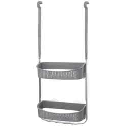 Mensola Portaoggetti Doccia In Plastica 32 Cm 2 Ripiani Grigia