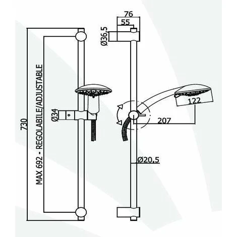 Saliscendi Completo Con Flessibile Di 1500 Mm Paffoni ZSAL118CR Cromo 2 Saliscendi Completo Con Flessibile Di 1500 Mm Paffoni ZSAL118CR Cromo - immagine 2