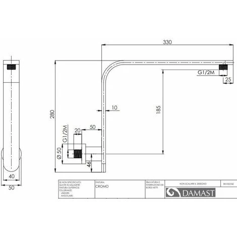 Braccio Doccia In Ottone A Sbalzo Damast Lybra T 12617 Cromo 2 Braccio Doccia In Ottone A Sbalzo Damast Lybra T 12617 Cromo - immagine 2