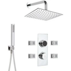 Hudson Reed Miscelatore Doccia Digitale Termostatico Sistema Di Controllo 3 Vie Con Soffione Quadrato Da Parete