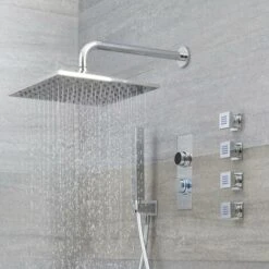 Hudson Reed Miscelatore Doccia Digitale Termostatico Sistema Di Controllo 3 Vie Con Soffione Quadrato Da Parete -Hansgrohe Negozio 12074456 3