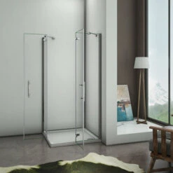 195 Cm Box Doccia Angolare Doppie Porte Battenti Cristallo 6 Mm Temperato Anticalcare Trasparente Telaio Cromo Lucido Misura 80x80 Cm Piatto Doccia 80x80 Cm -Hansgrohe Negozio 12433359 3