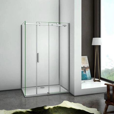 100x70x195 Cm Box Doccia Angolare Porta Scorrevole Con Parete Laterale Vetro 8 Mm Temperato Anticalcare Telaio Cromato Lucido, Piatto Doccia 100x70 Cm Incluso 1 100x70x195 Cm Box Doccia Angolare Porta Scorrevole Con Parete Laterale Vetro 8 Mm Temperato Anticalcare Telaio Cromato Lucido, Piatto Doccia 100x70 Cm Incluso