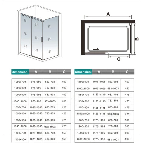 100x70x195 Cm Box Doccia Angolare Porta Scorrevole Con Parete Laterale Vetro 8 Mm Temperato Anticalcare Telaio Cromato Lucido, Piatto Doccia 100x70 Cm Incluso 5 100x70x195 Cm Box Doccia Angolare Porta Scorrevole Con Parete Laterale Vetro 8 Mm Temperato Anticalcare Telaio Cromato Lucido, Piatto Doccia 100x70 Cm Incluso - immagine 5