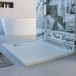 Piatto Doccia Bordato Effetto Pietra Bianco In Acrilico Mod. Flower 75x75x4 Cm Quadrato -Hansgrohe Negozio 12641942 3