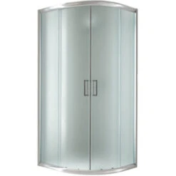 Box Doccia Semicircolare Scorrevole Vetro Stampato H 198 Mod. Alabama 90x90 Cm