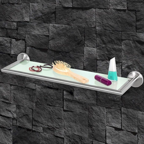 Mensola Rettangolare Da Parete Bagno Ripiano Portatutto Acciaio Vetro 54x6x14cm 1 Mensola Rettangolare Da Parete Bagno Ripiano Portatutto Acciaio Vetro 54x6x14cm