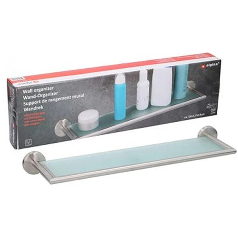 Mensola Rettangolare Da Parete Bagno Ripiano Portatutto Acciaio Vetro 54x6x14cm 3 Mensola Rettangolare Da Parete Bagno Ripiano Portatutto Acciaio Vetro 54x6x14cm - immagine 3