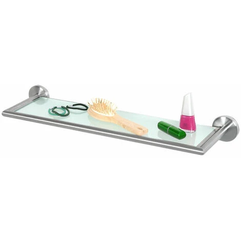 Mensola Rettangolare Da Parete Bagno Ripiano Portatutto Acciaio Vetro 54x6x14cm 4 Mensola Rettangolare Da Parete Bagno Ripiano Portatutto Acciaio Vetro 54x6x14cm - immagine 4