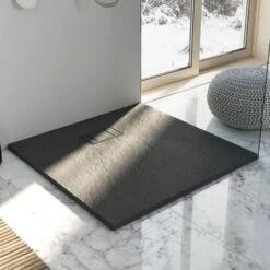 Piatto Doccia Antracite Effetto Pietra Mod. Blend 80x80 Cm Quadrato -Hansgrohe Negozio 13392281 4