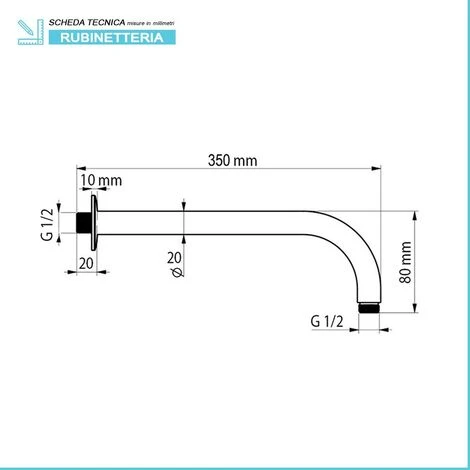 Braccio Doccia Tondo Curvo Lungo 35 Cm In Acciaio Cromo 2 Braccio Doccia Tondo Curvo Lungo 35 Cm In Acciaio Cromo - immagine 2