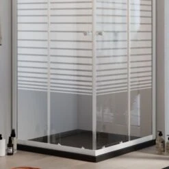 Box Doccia Bianco Vetro Serigrafato H 185 Mod. Blanc Quadrato 70x70 Cm -Hansgrohe Negozio 13956831 3