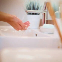 Relaxdays Mobile Bagno Legno Con Struttura In Bambù, Mobiletto Per Lavello Regolabile, Con Incavo,HLP 60x60x29 Cm,grigio -Hansgrohe Negozio 15015179 5