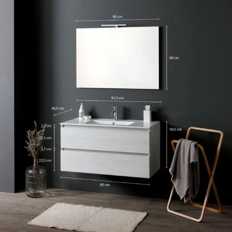 MOBILE BAGNO SOSPESO CM 90 CON CASSETTI GRIGIO CHIARO BERLIN 3 MOBILE BAGNO SOSPESO CM 90 CON CASSETTI GRIGIO CHIARO BERLIN - immagine 3