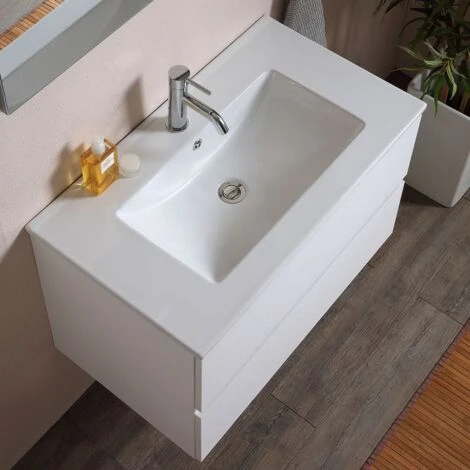 MOBILE BAGNO SOSPESO CM 90 CON CASSETTI GRIGIO CHIARO BERLIN 4 MOBILE BAGNO SOSPESO CM 90 CON CASSETTI GRIGIO CHIARO BERLIN - immagine 4