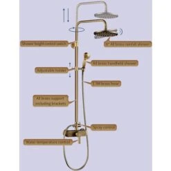Colonne Doccia Retro Ottone Colonna Doccia Con Miscelatore Set De Doccia Con Soffione A Pioggia 200mm E Doccetta 55mm Altezza Regolabile 910mm-1260mm -Hansgrohe Negozio 15937633 4