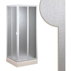 Box Doccia Scorrevole In Acrilico Mod. Smart Con Apertura Centrale 80x80 Cm