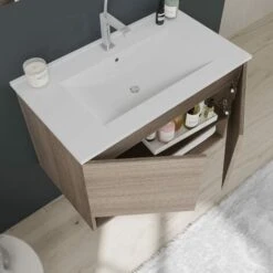 MOBILE BAGNO A PARETE IN QUERCIA NATURALE DA 80 CM CON ANTE VENEZIA 8 MOBILE BAGNO A PARETE IN QUERCIA NATURALE DA 80 CM CON ANTE VENEZIA -Hansgrohe Negozio 16092208 4