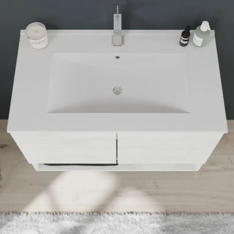 ARMADIETTO BAGNO SOSPESO CON ANTE QUERCIA BIANCO 80CM VENEZIA 3 ARMADIETTO BAGNO SOSPESO CON ANTE QUERCIA BIANCO 80CM VENEZIA - immagine 3