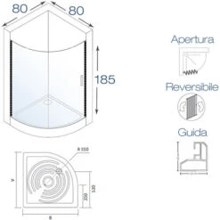 Box Doccia Giove 80x80cm In Pvc Apertura Semicircolare Laterale -Hansgrohe Negozio 16596300 3