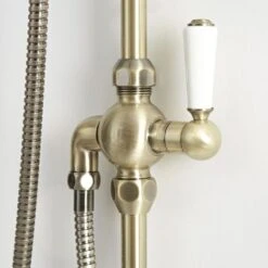 Hudson Reed Elizabeth Kit Doccia Completo Di Asta Saliscendi&44 Soffione Doccia Ø194 E Doccetta - Design Vintage Oro Spazzolato - Ottone Solido E Ceramica Bianca -Hansgrohe Negozio 17527292 4