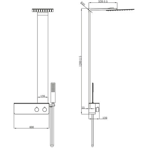 Colonna Doccia 015 Acciaio Inox Spazzolato 2 Funzioni Top Acciaio Inox L40xp42xh120 3 Colonna Doccia 015 Acciaio Inox Spazzolato 2 Funzioni Top Acciaio Inox L40xp42xh120 - immagine 3