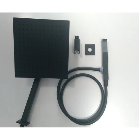 Kit Doccia Quadro Nero Soffione Braccio Presa Acqua Doccetta Laccio Pvc Bagno Confezione 1 2 Kit Doccia Quadro Nero Soffione Braccio Presa Acqua Doccetta Laccio Pvc Bagno Confezione 1 - immagine 2