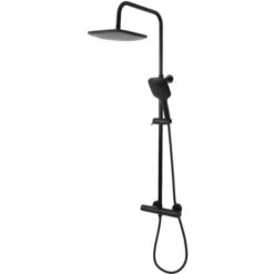 Colonna Doccia Attrezzata Nero Opaco Termostatica 2 Funzioni Soffione Doccetta Quadro Confezione 1