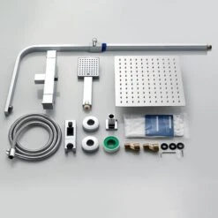 Auralum Colonna Doccia Con Miscelatore Termostatico, Sistema Doccia Antiscottatura, Set Doccia Con Soffione A 25cm Pioggia E 8.3cm Doccetta, Altezza Regolabile 80-120 Cm -Hansgrohe Negozio 18380803 5