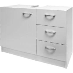 Casaria Armadietto Sottolavabo Mobile Per Il Bagno 63X54x30cm 3 Cassetti E Ripiano Con Anta Bianco Mobiletto Per Lavandino