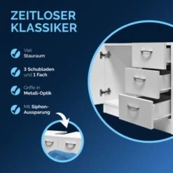 Casaria Armadietto Sottolavabo Mobile Per Il Bagno 63X54x30cm 3 Cassetti E Ripiano Con Anta Bianco Mobiletto Per Lavandino -Hansgrohe Negozio 18458227 3