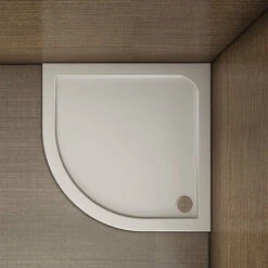 Piatto Doccia Semicircolare In Marmo Minerale E Resina Mista Ultra Sottile 3cm Bianco Lucido Antiscivolo Antibatterico 80x80cm