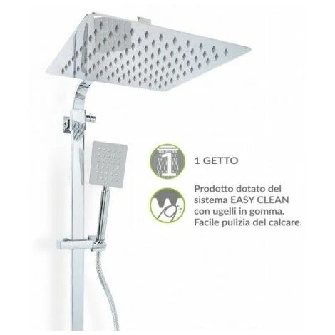 Colonna Doccia Quadra Con Deviatore ZEUS METAFORM Acciaio Inox Con Soffione E Doccetta Quadro 2 Colonna Doccia Quadra Con Deviatore ZEUS METAFORM Acciaio Inox Con Soffione E Doccetta Quadro - immagine 2