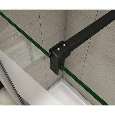 Parete Doccia Walk In Cristallo 8mm Temperato Trasparente Anticalcare Con Barra Stabilizzatrice 90cm Nero Opaco 50x200cm 3 Parete Doccia Walk In Cristallo 8mm Temperato Trasparente Anticalcare Con Barra Stabilizzatrice 90cm Nero Opaco 50x200cm - immagine 3