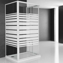 Ogomondo Box Cabina Doccia Corner 3 Lati Cristallo Temprato Serigrafato 80x120x80 Sinistro