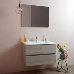 MOBILE BAGNO 80 CM CON CASSETTI OLMO LEONE LAVABO IN CERAMICA BERLIN