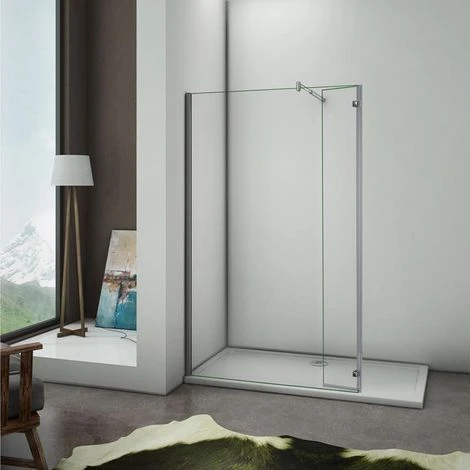 H.200cm Doccia Walk-in Con Paretina Movibile 40cm In Cristallo 8mm Anticalcare Barra Stabilizzatrice 70-120cm Misura 130 Cm (90+40) 2 H.200cm Doccia Walk-in Con Paretina Movibile 40cm In Cristallo 8mm Anticalcare Barra Stabilizzatrice 70-120cm Misura 130 Cm (90+40) - immagine 2