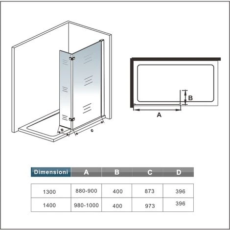 H.200cm Doccia Walk-in Con Paretina Movibile 40cm In Cristallo 8mm Anticalcare Barra Stabilizzatrice 70-120cm Misura 130 Cm (90+40) 5 H.200cm Doccia Walk-in Con Paretina Movibile 40cm In Cristallo 8mm Anticalcare Barra Stabilizzatrice 70-120cm Misura 130 Cm (90+40) - immagine 5