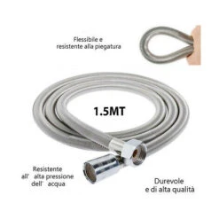 Tubo Flessibile Soffione Doccino Per Doccia Vasca Bagno 1,5mt In Acciaio Cromato 9 Tubo Flessibile Soffione Doccino Per Doccia Vasca Bagno 1,5mt In Acciaio Cromato -Hansgrohe Negozio 23361461 5