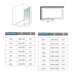 Walk In 200cm Parete Doccia In Cristallo Da 8mm Temperato Trasparente Anticalcare Larga 50cm -Hansgrohe Negozio 24304149 5