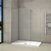 Parete Doccia Walk In Cristallo Temperato Trasparente Anticalcare 8 Mm Con Barra Stabilizzatrice Regolabile da 73-120cm Misura 50x200cm